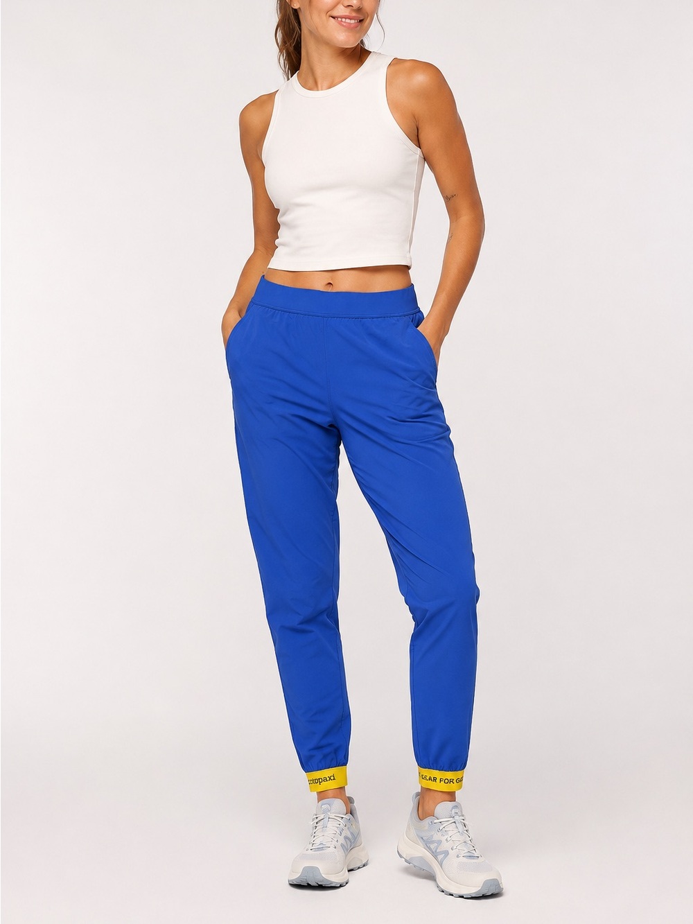 Cotopaxi Ara Jogger Pants Women’s Small Blue Yellow Cuff Hiking Outdoor